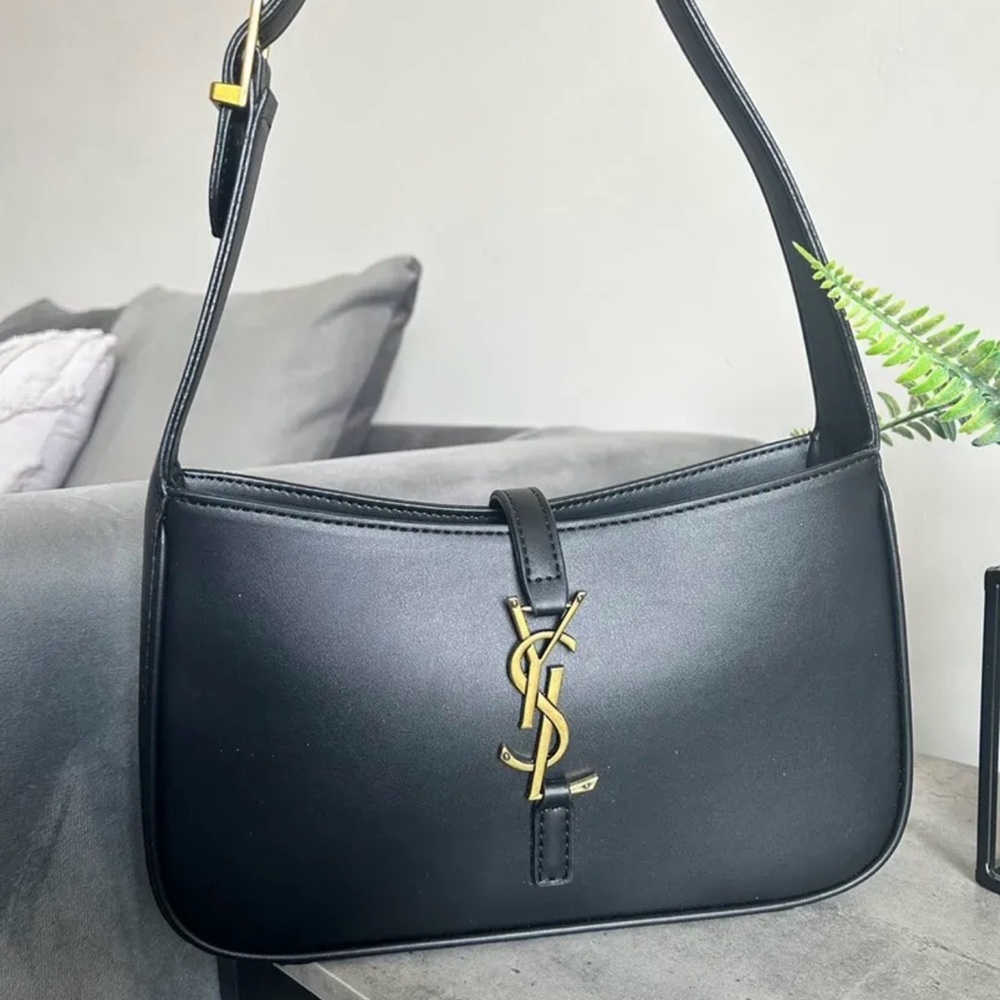 Saint Laurent Black Shoulder Bag with Iconic YSL Logo